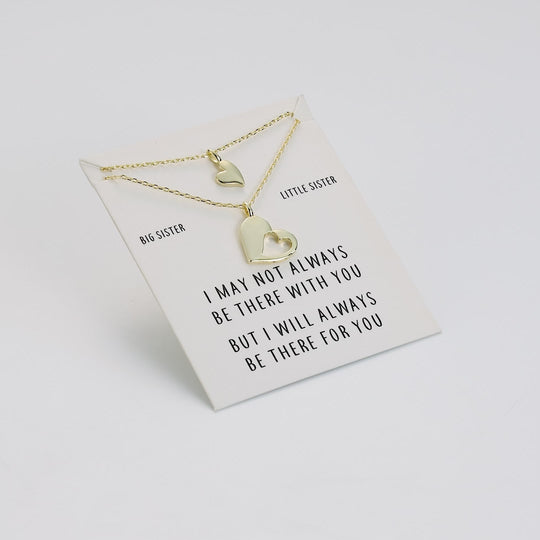 Gold Plated Big Sister Little Sister Piece of My Heart Necklace Set