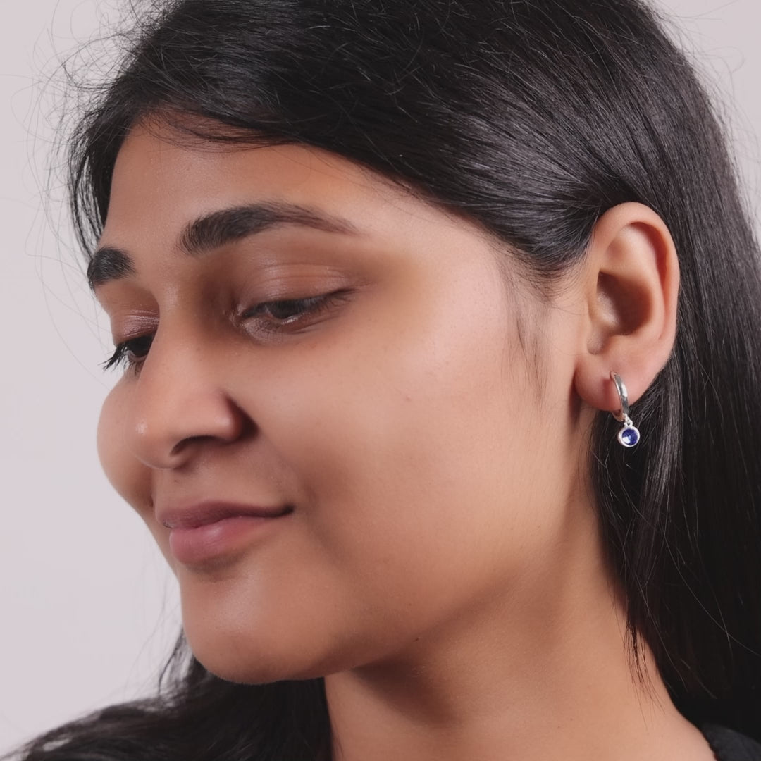 September Birthstone Hoop Earrings Created with Sapphire Zircondia® Crystals