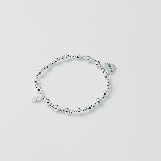 Daughter Heart Charm Beaded Stretch Bracelet