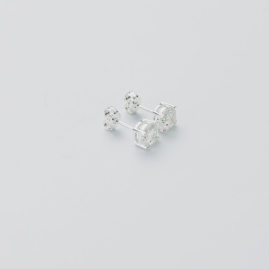 Silver Plated Solitaire Crystal Stud Earrings Created with Zircondia® Crystals