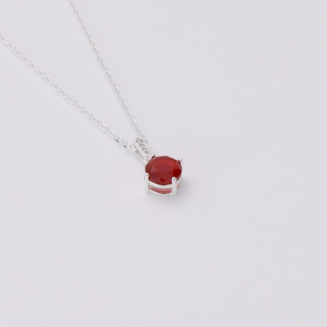 Sterling Silver Carnelian Gemstone Necklace