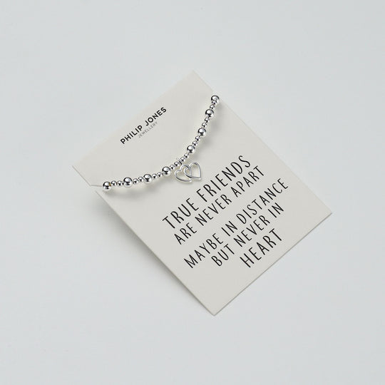 Heart Link Beaded Stretch True Friends Bracelet with Quote Card