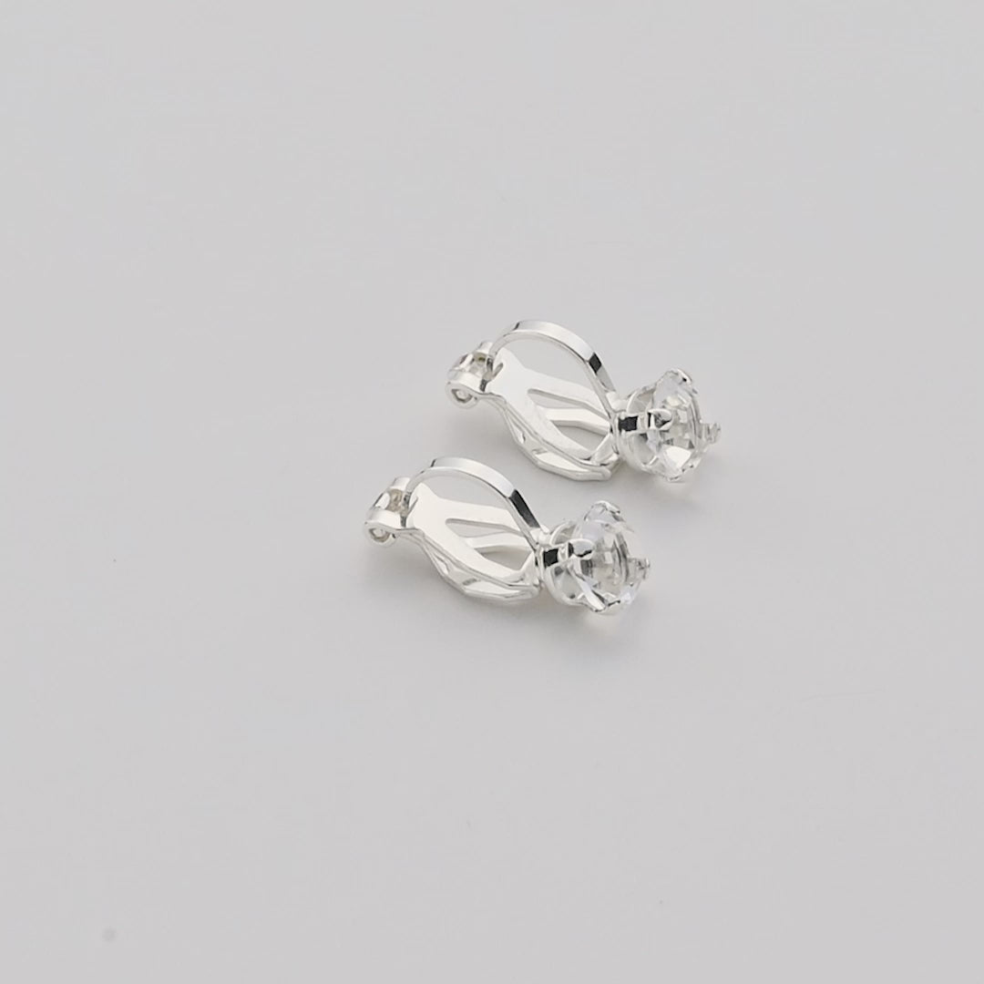 April (Diamond) Birthstone Clip On Earrings Created with Zircondia® Crystals Video