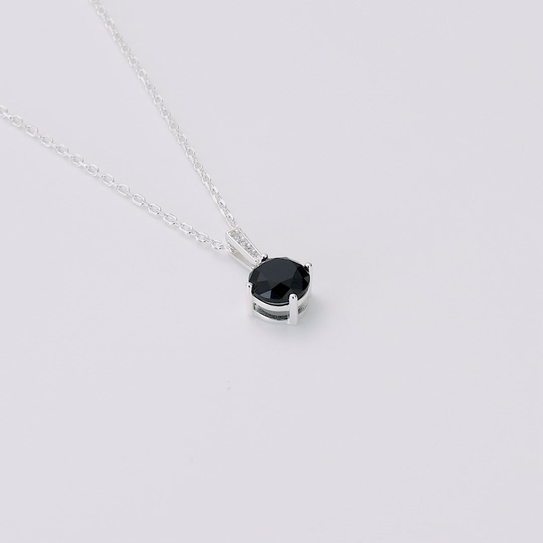 Sterling Silver Black Onyx Gemstone Necklace