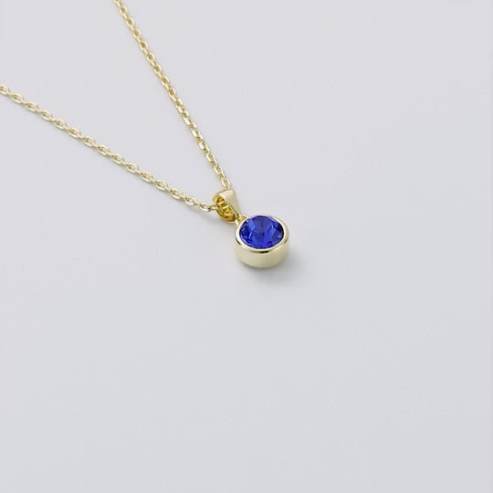 18k Gold Plated Dark Blue Crystal Necklace Created with Zircondia® Crystals