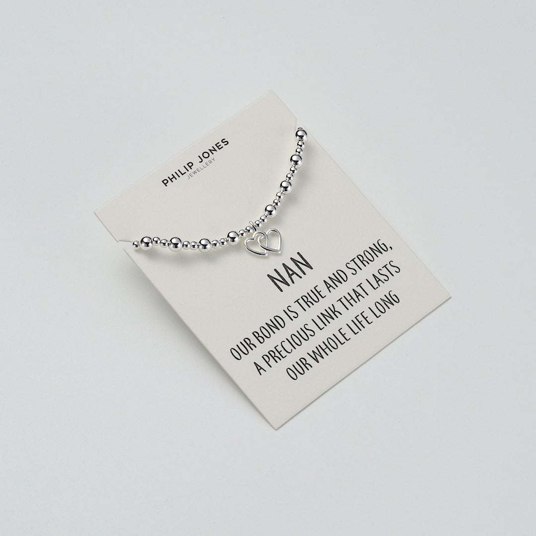 Nan Heart Link Beaded Stretch Bracelet with Quote Card