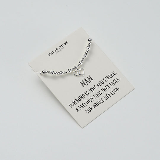 Nan Heart Link Beaded Stretch Bracelet with Quote Card