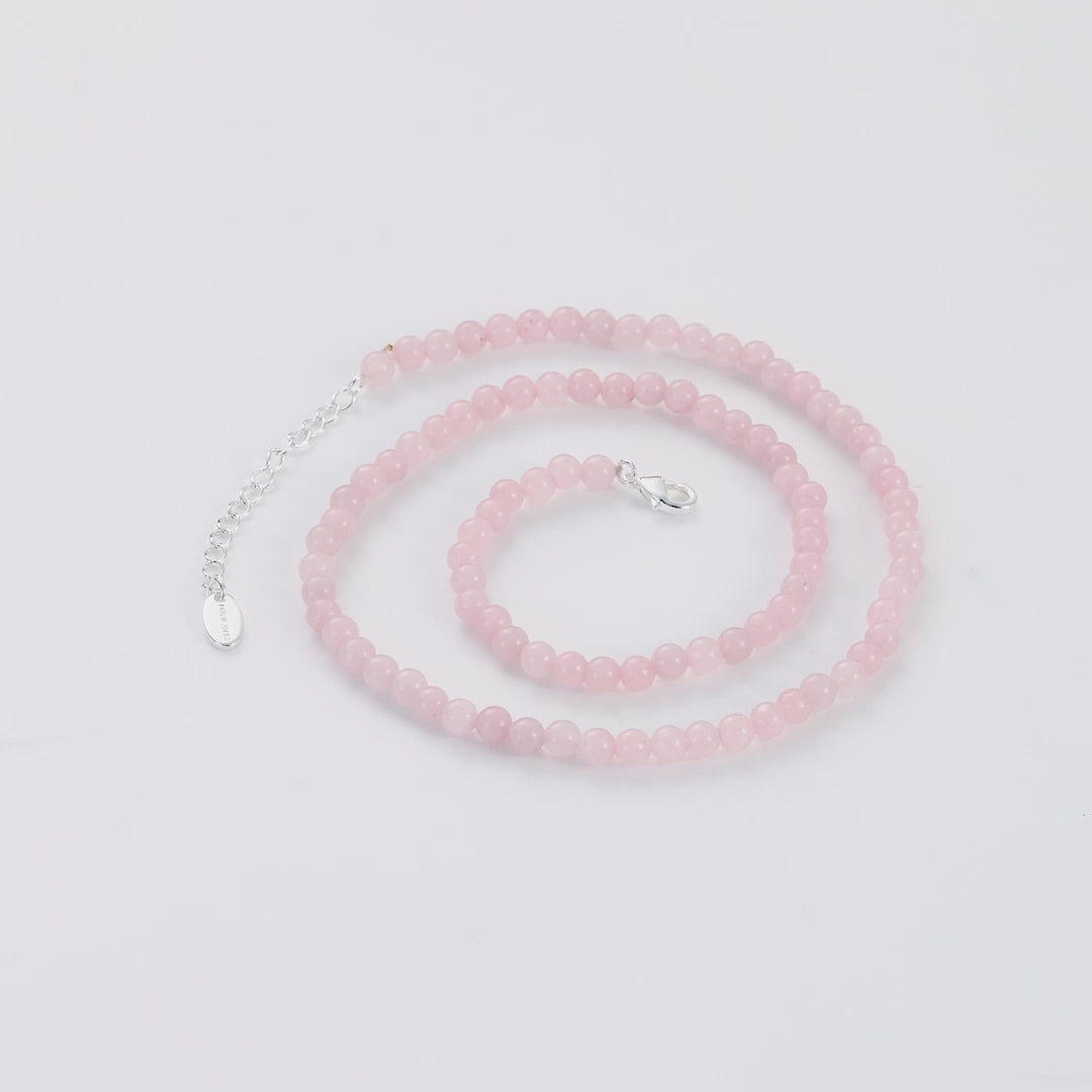 Rose Quartz Mini Beaded Gemstone Necklace