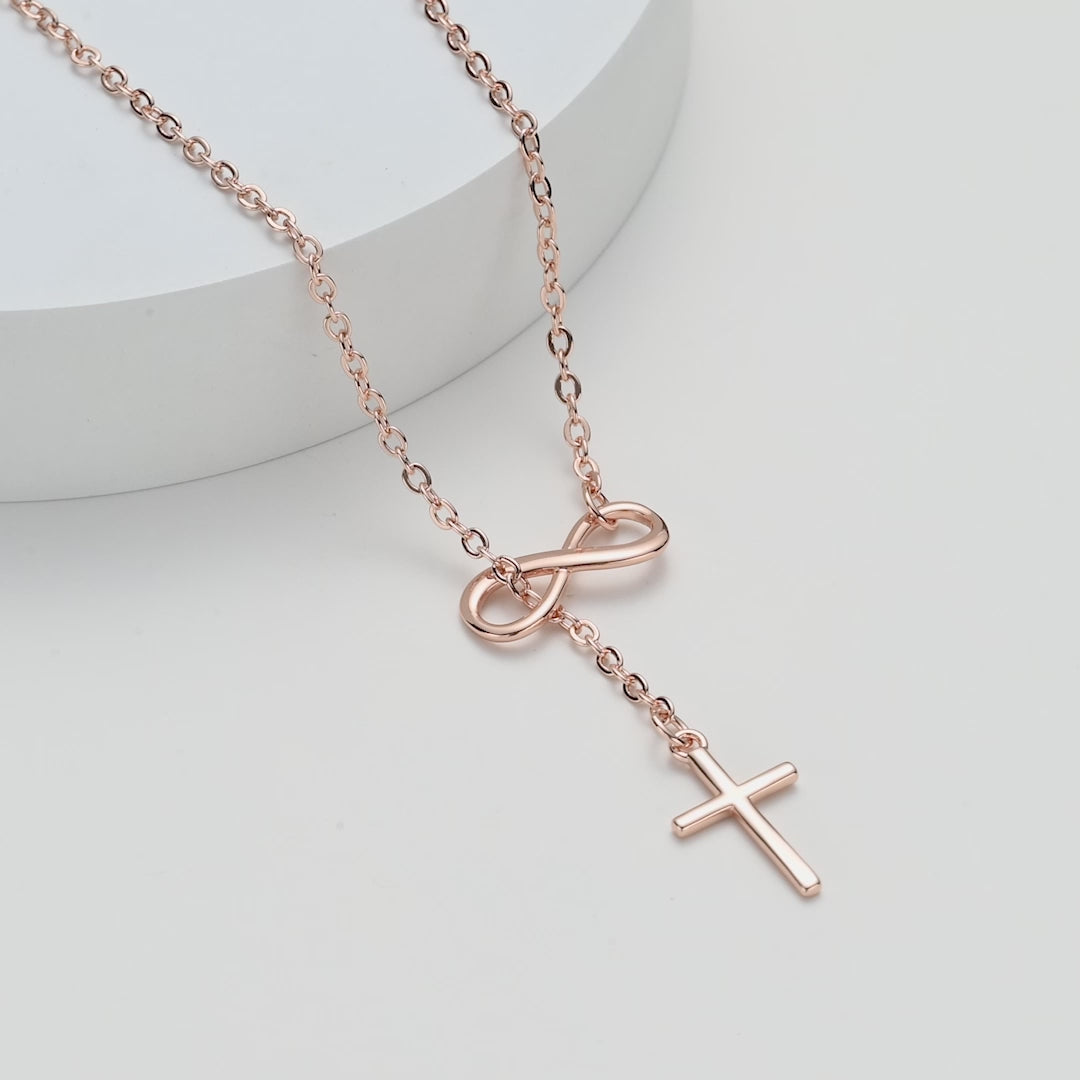 Rose Gold Plated Infinity with Cross Necklace Video