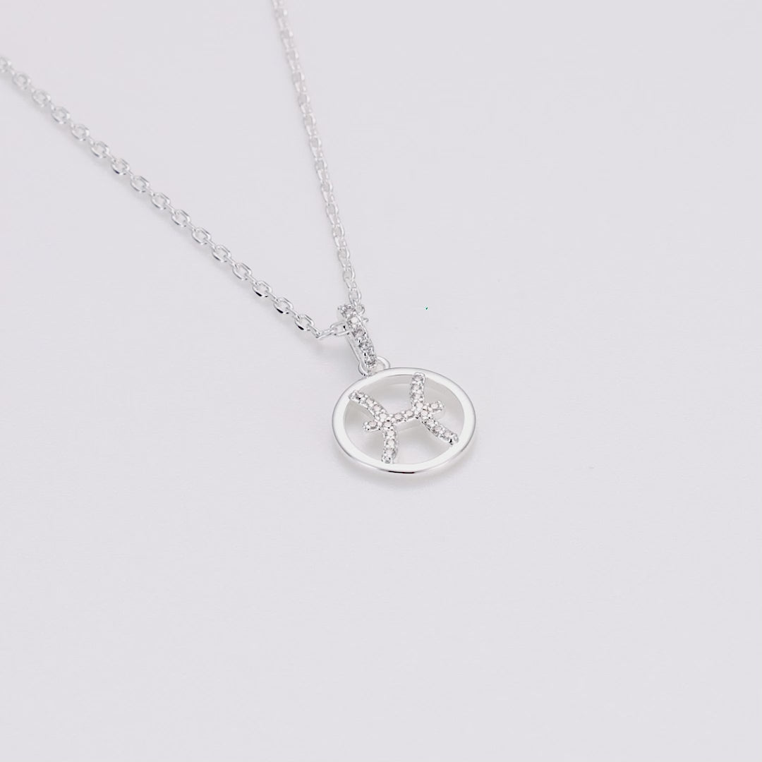 Pisces Star Sign Zodiac Necklace with Zircondia® Crystals