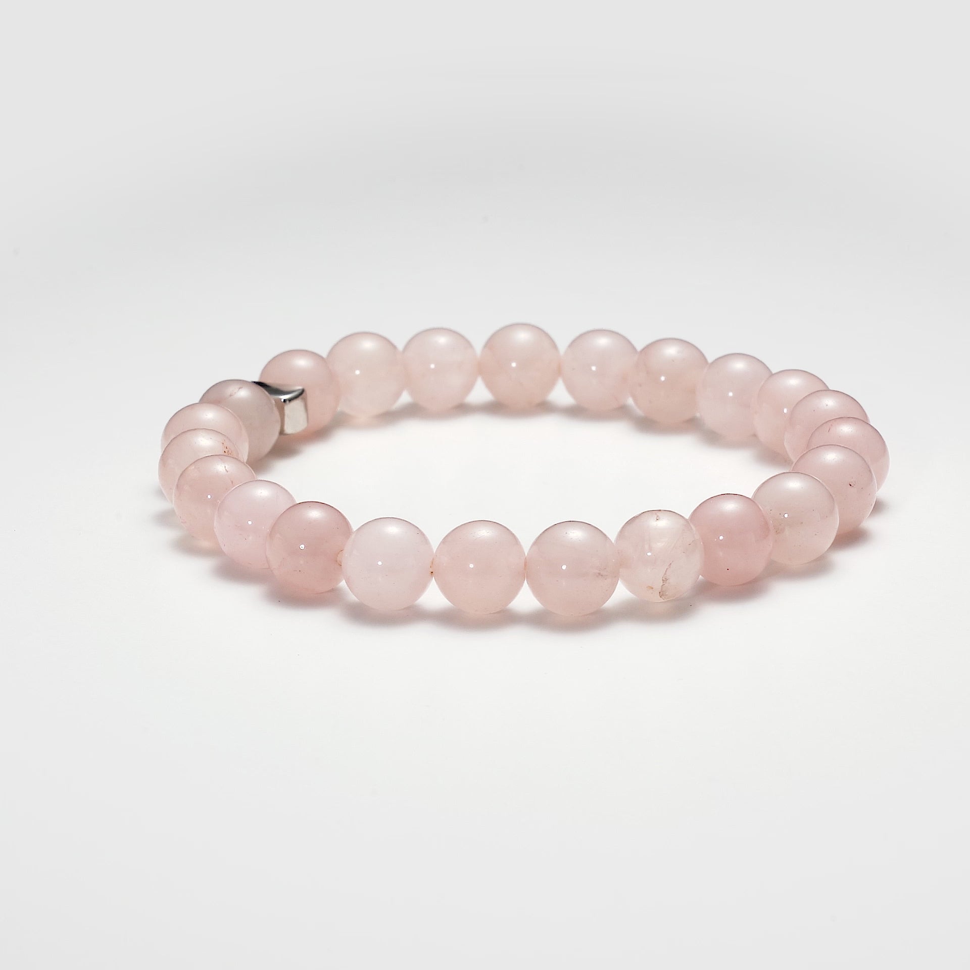 Rose Quartz Gemstone Stretch Bracelet with Charm Created with Zircondia® Crystals Video