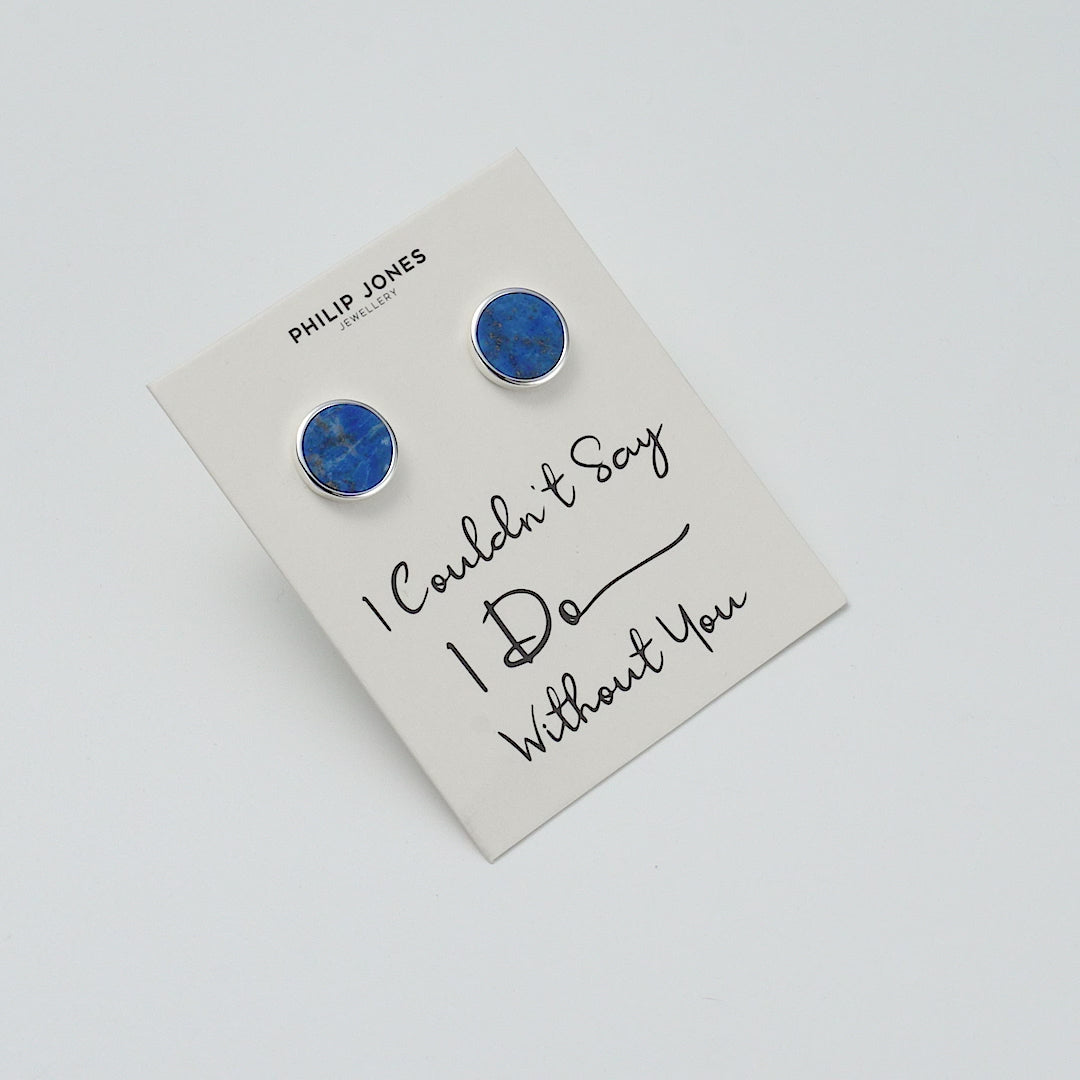 Men's I Couldn't Say I Do Without You Lapis Gemstone Wedding Cufflinks