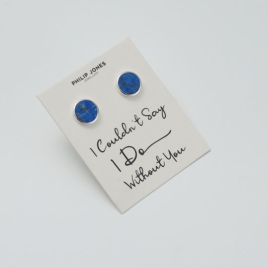 Men's I Couldn't Say I Do Without You Lapis Gemstone Wedding Cufflinks