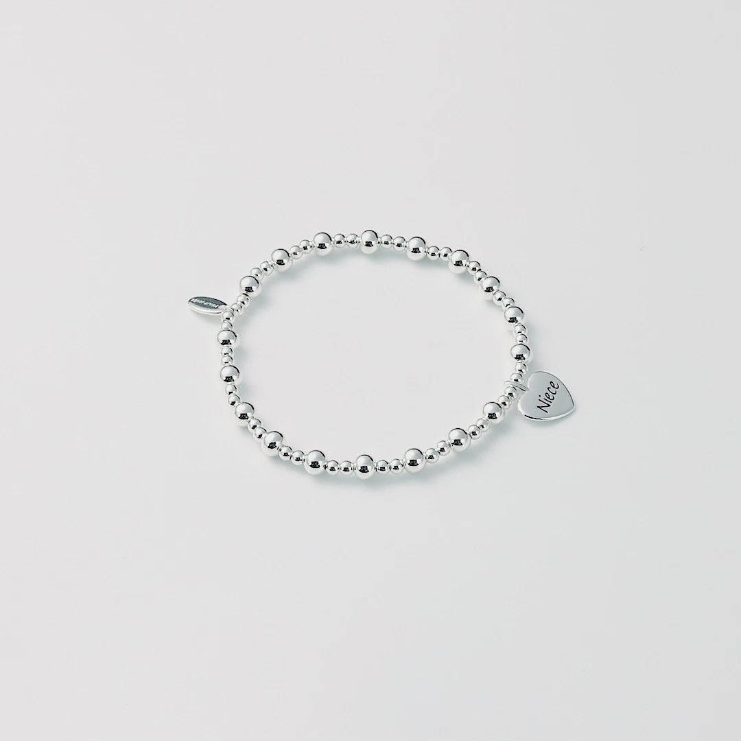 Niece Heart Charm Beaded Stretch Bracelet