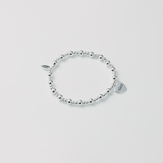 Niece Heart Charm Beaded Stretch Bracelet