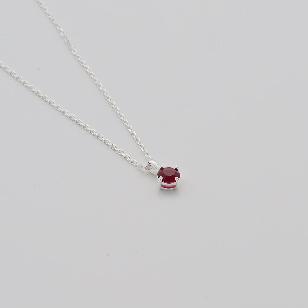 Sterling Silver January (Garnet) Birthstone Necklace Created with Zircondia® Crystals Video