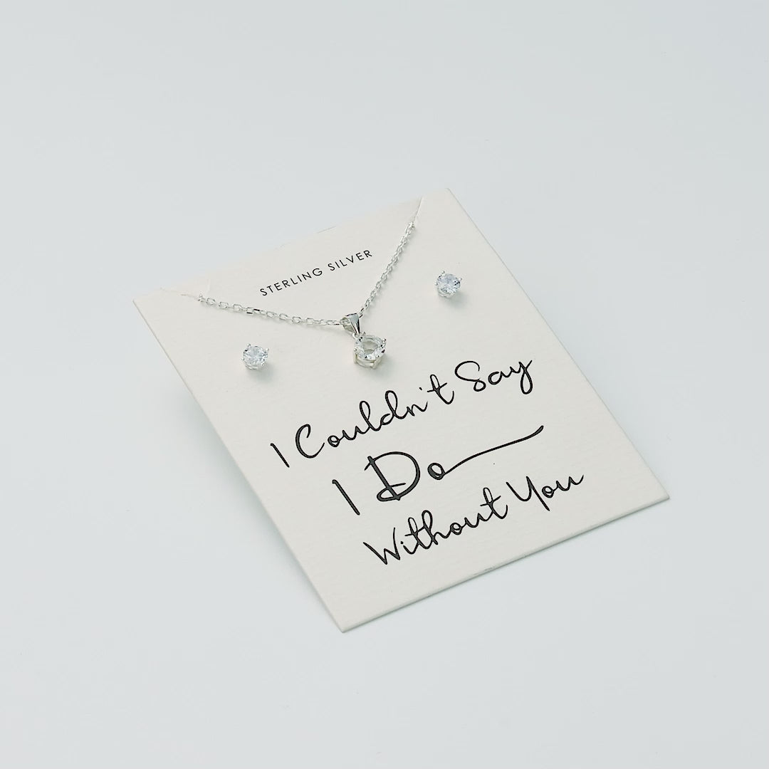 Sterling Silver I Couldn't Say I Do Without You Wedding Solitaire Set Created with Zircondia® Crystals
