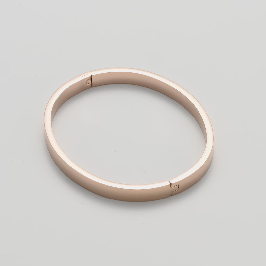 Rose Gold Plated Stainless Steel Polished Bangle Video