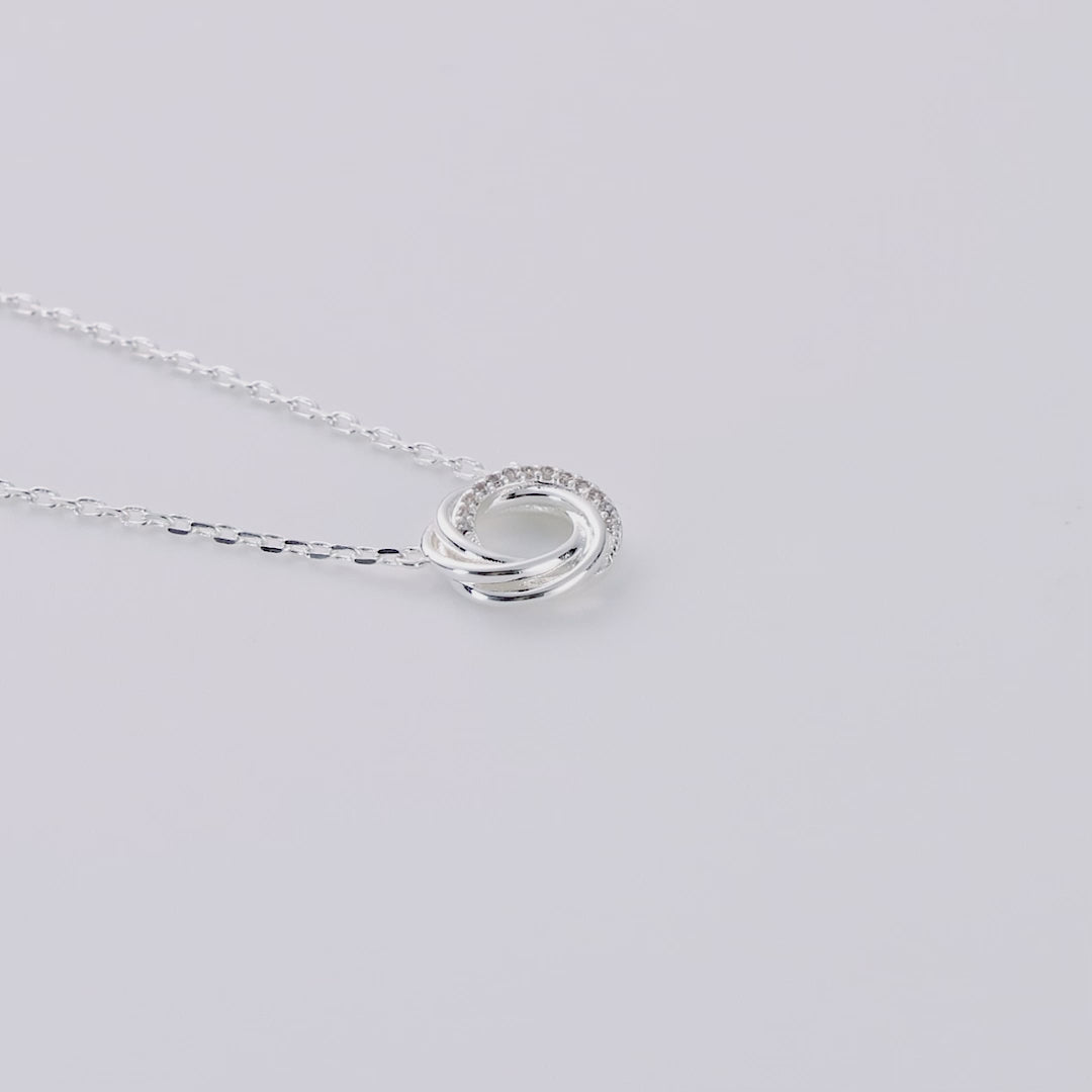 Silver Plated Circle Knot Necklace Created with Zircondia® Crystals