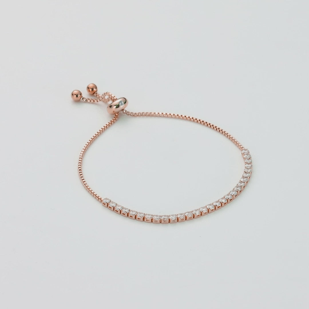 Rose Gold Plated I Couldn't Say I Do Without You Solitaire Friendship Bracelet Created with Zircondia® Crystals