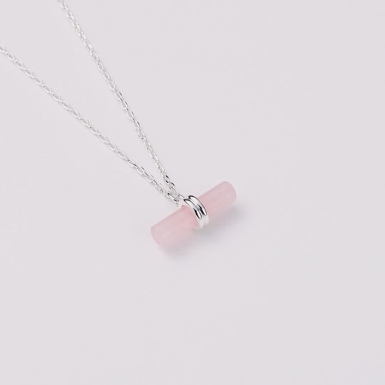 Rose Quartz Gemstone T-Bar Necklace