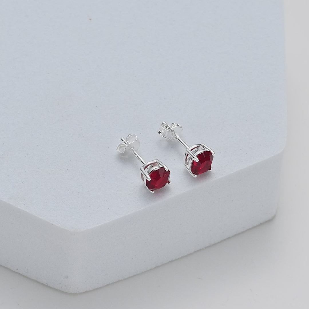 Sterling Silver Dark Red Earrings Created with Zircondia® Crystals Video