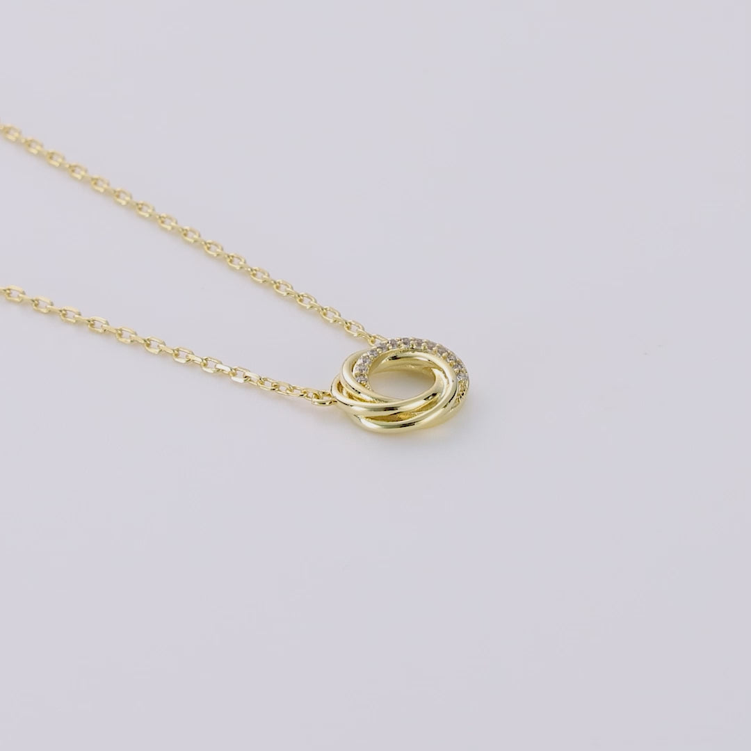 Gold Plated Circle Knot Necklace Created with Zircondia® Crystals