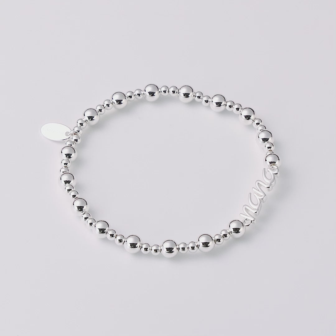 Silver Plated Nana Beaded Stretch Bracelet