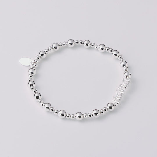 Silver Plated Nana Beaded Stretch Bracelet
