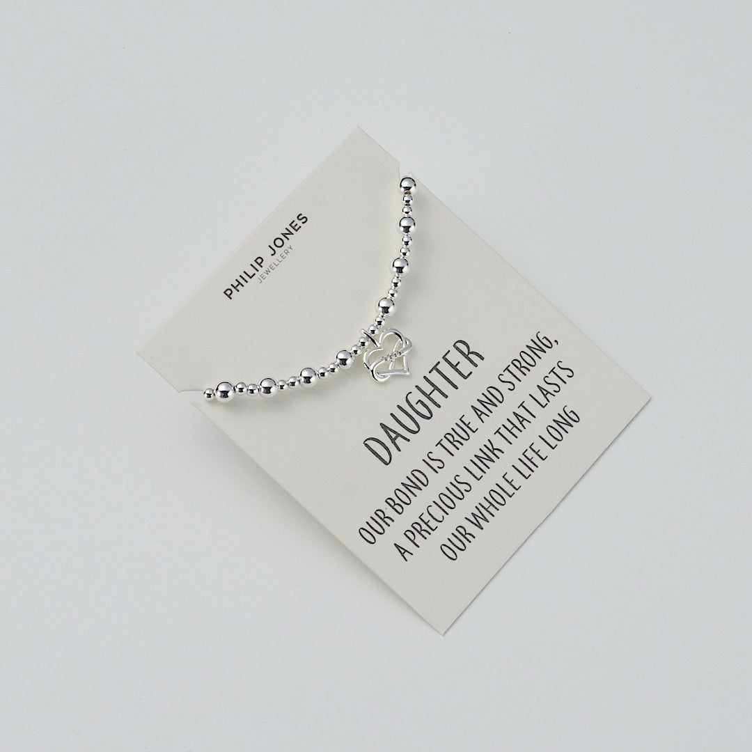 Daughter Infinity Heart Beaded Stretch Bracelet with Quote Card