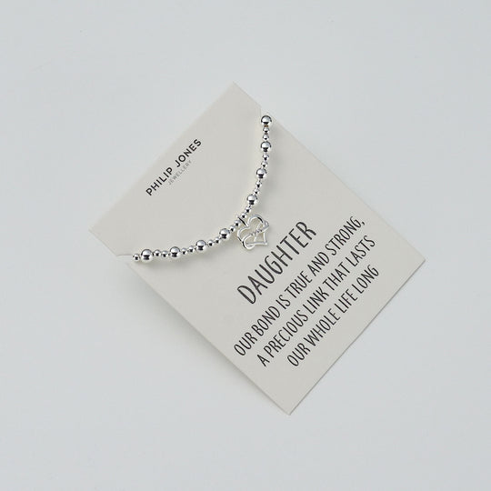 Daughter Infinity Heart Beaded Stretch Bracelet with Quote Card