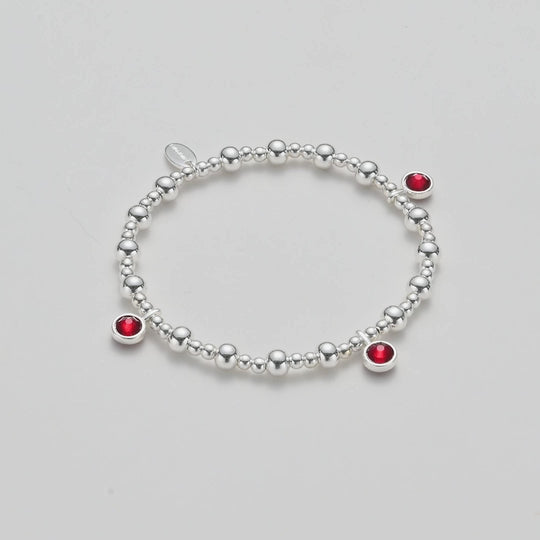January (Garnet) Birthstone Stretch Charm Bracelet with Quote Gift Box Video