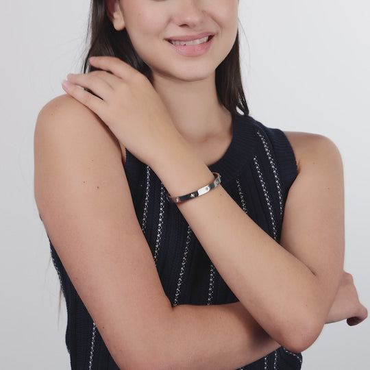 Stainless Steel Stud Bangle Created with Zircondia® Crystals (7 Inch)