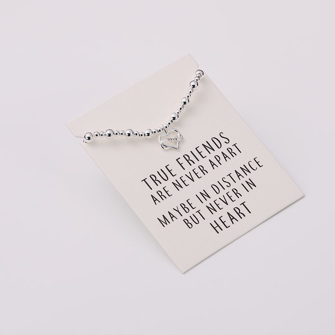 Infinity Heart Beaded Stretch True Friends Bracelet with Quote Card
