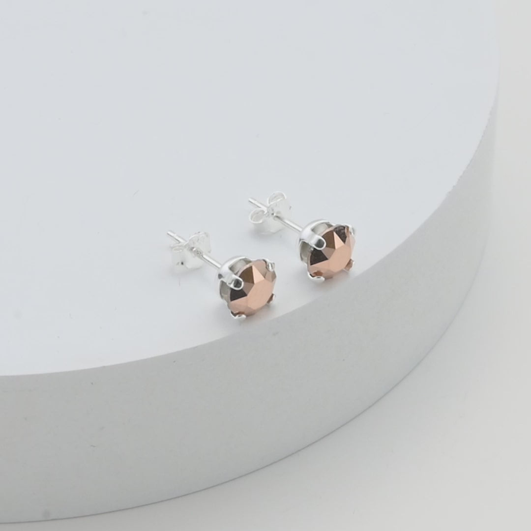 Sterling Silver Crystal Rose Gold Earrings Created with Zircondia® Crystals