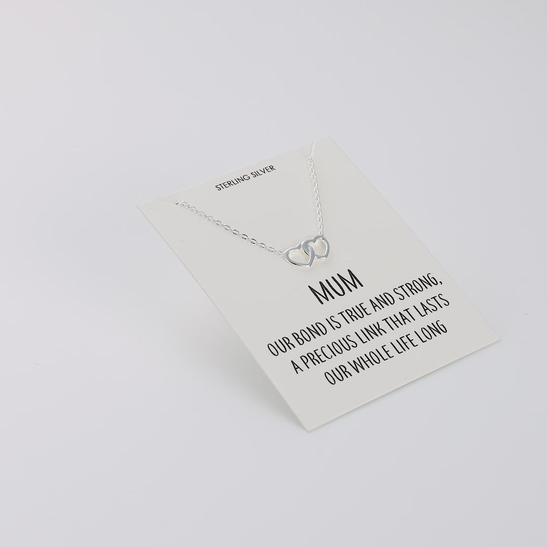 Sterling Silver Mum Quote Heart Link Necklace