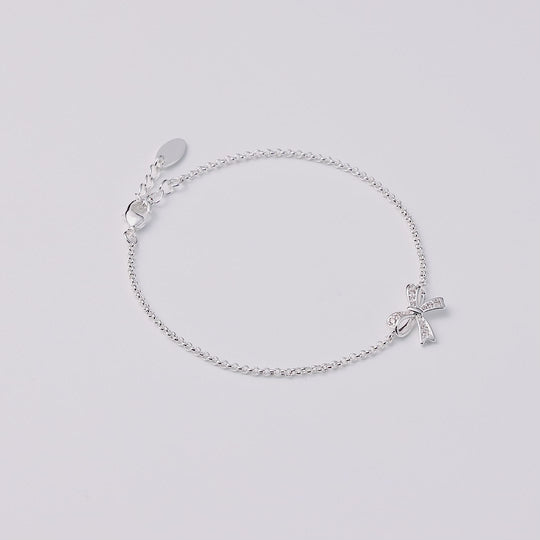 Silver Plated Bow Bracelet Created with Zircondia® Crystals