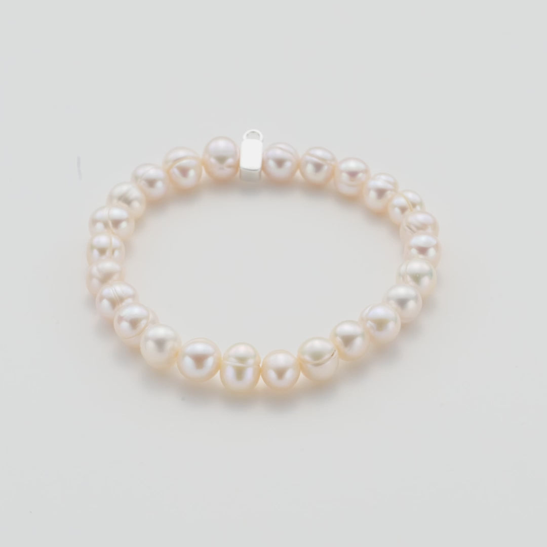 Freshwater Baroque Pearl Stretch Bracelet with Charm Created with Zircondia® Crystals Video
