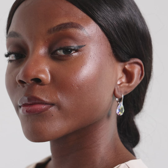 Sterling Silver Aurora Borealis Drop Earrings Created with Zircondia® Crystals Video
