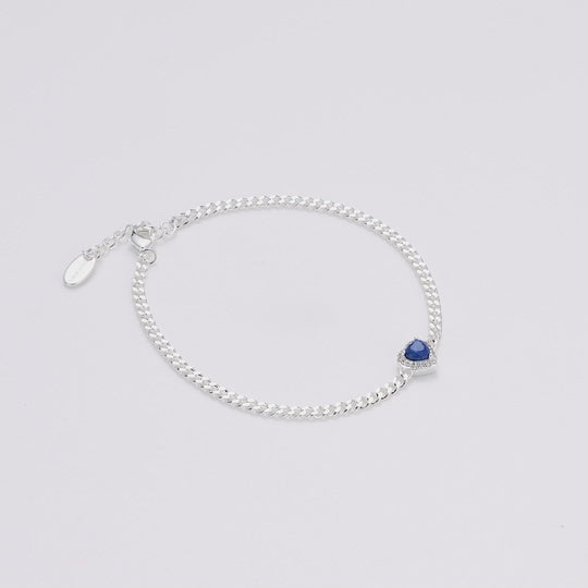 Lapis Heart Gemstone Bracelet Created with Zircondia® Crystals