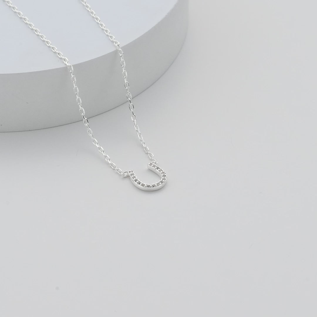 Horseshoe Necklace Created with Zircondia® Crystals Video