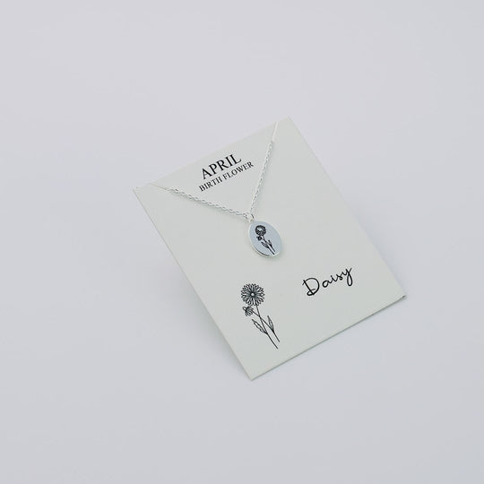 April Birth Flower Daisy Necklace with Card