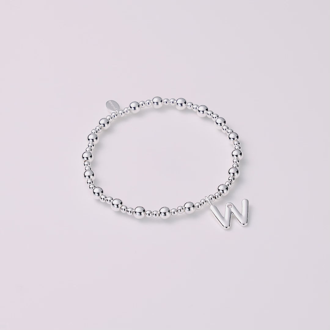 Letter W Initial Stretch Bracelet Created with Zircondia® Crystals