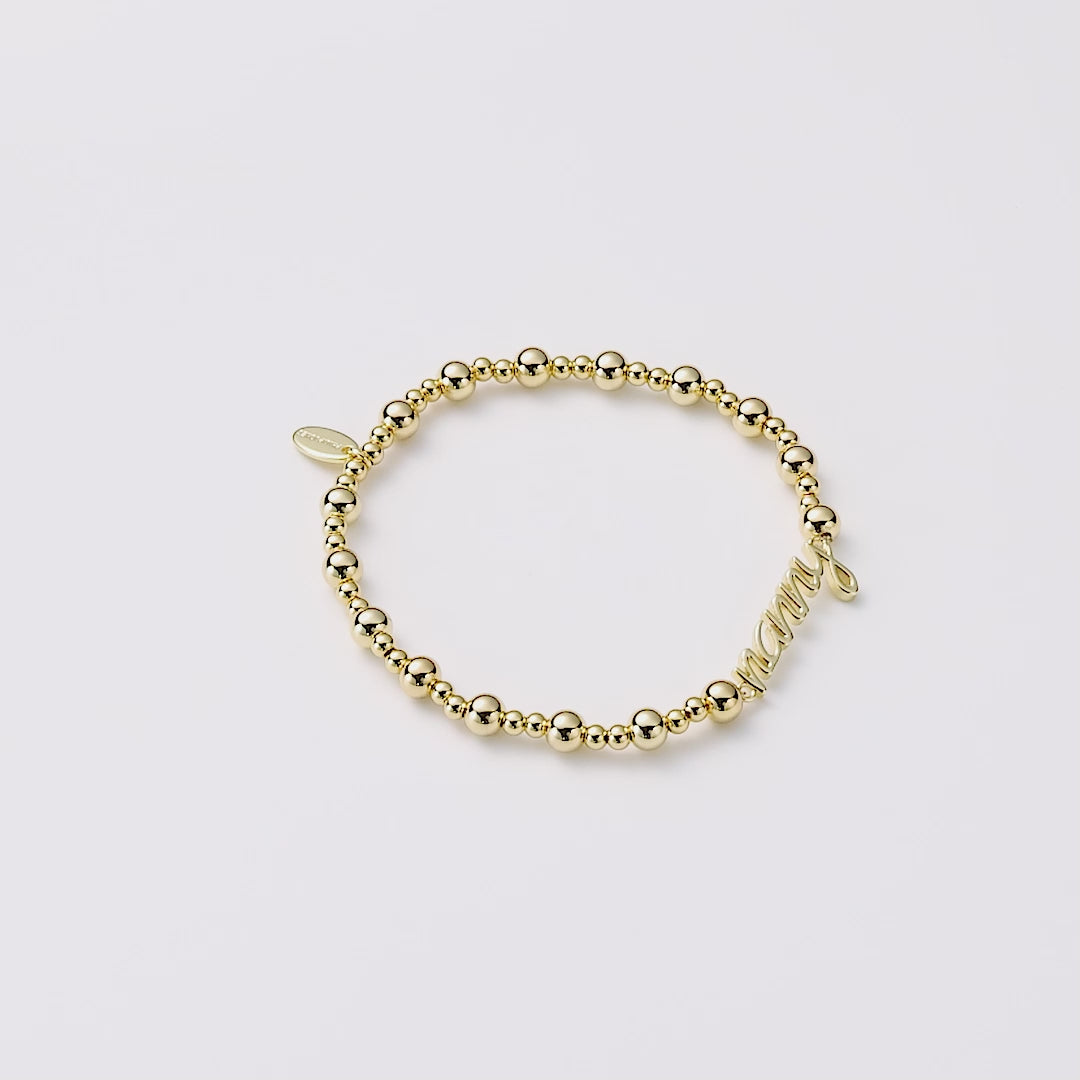 18k Gold Plated Nanny Beaded Stretch Bracelet
