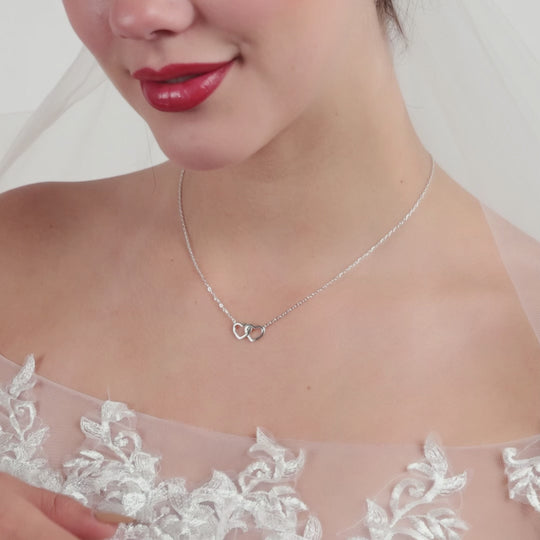 Sterling Silver Heart Link Bridal Necklace