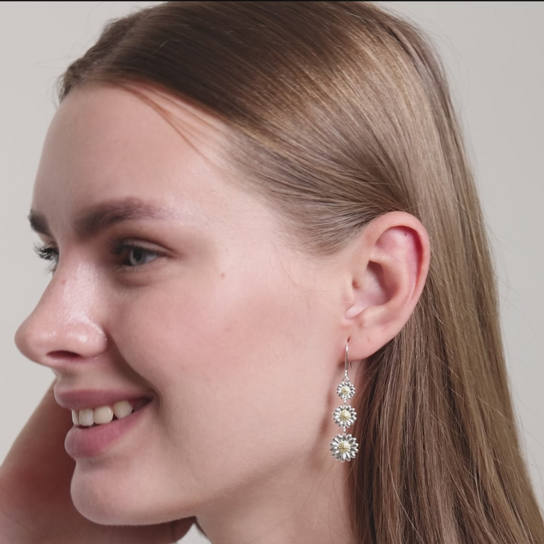 Triple Daisy Drop Earrings Video