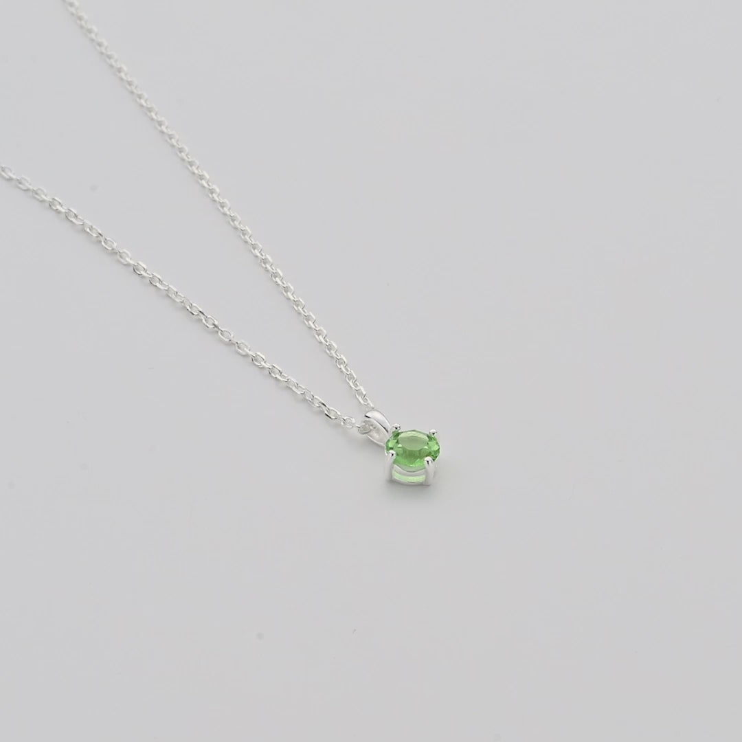 Sterling Silver August (Peridot) Birthstone Necklace Created with Zircondia® Crystals Video
