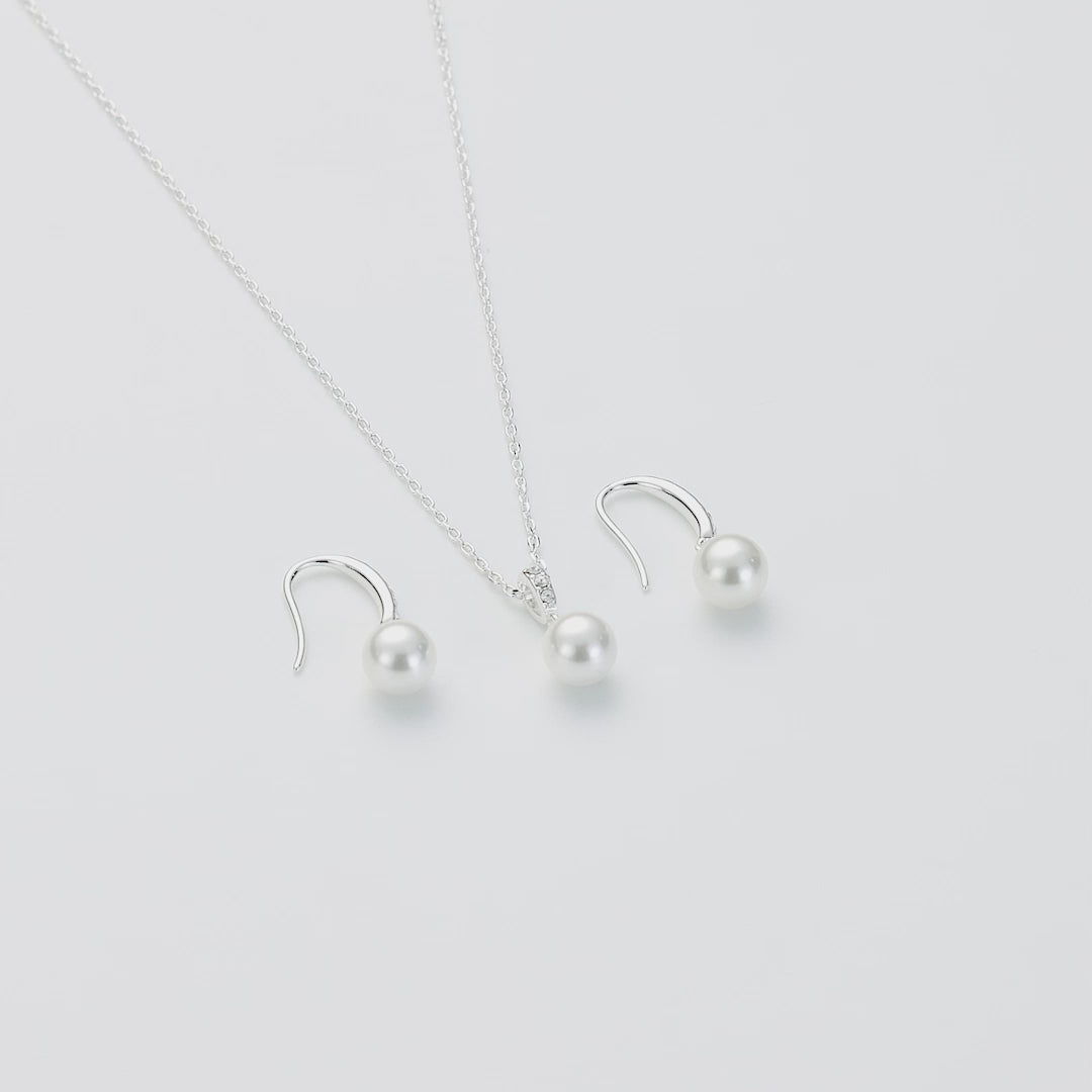 Silver Plated I Couldn't Say I Do Without You Pearl Drop Set Created with Zircondia® Crystals