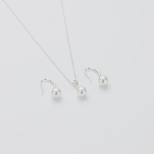 Silver Plated I Couldn't Say I Do Without You Pearl Drop Set Created with Zircondia® Crystals