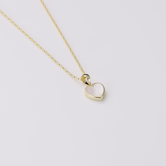 18k Gold Plated Mother of Pearl Gemstone Heart Necklace with Quote Card